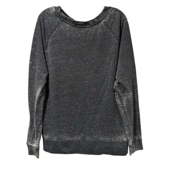 Lane Bryant Top 14 / 16 Gray Black Burnout Long Sleeve Embellished Beaded Scoop - Picture 2 of 7